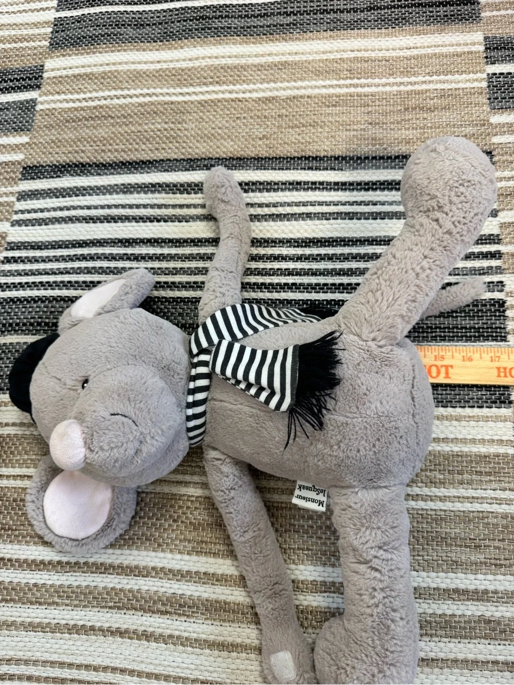 Baby Aspen‎ Monsieur Lesqueak Mouse Plush Stuffed Animal Toy French Scarf Beret